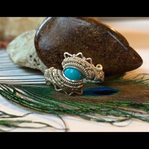 Turquoise wire wrap ring ~ Size 7.5